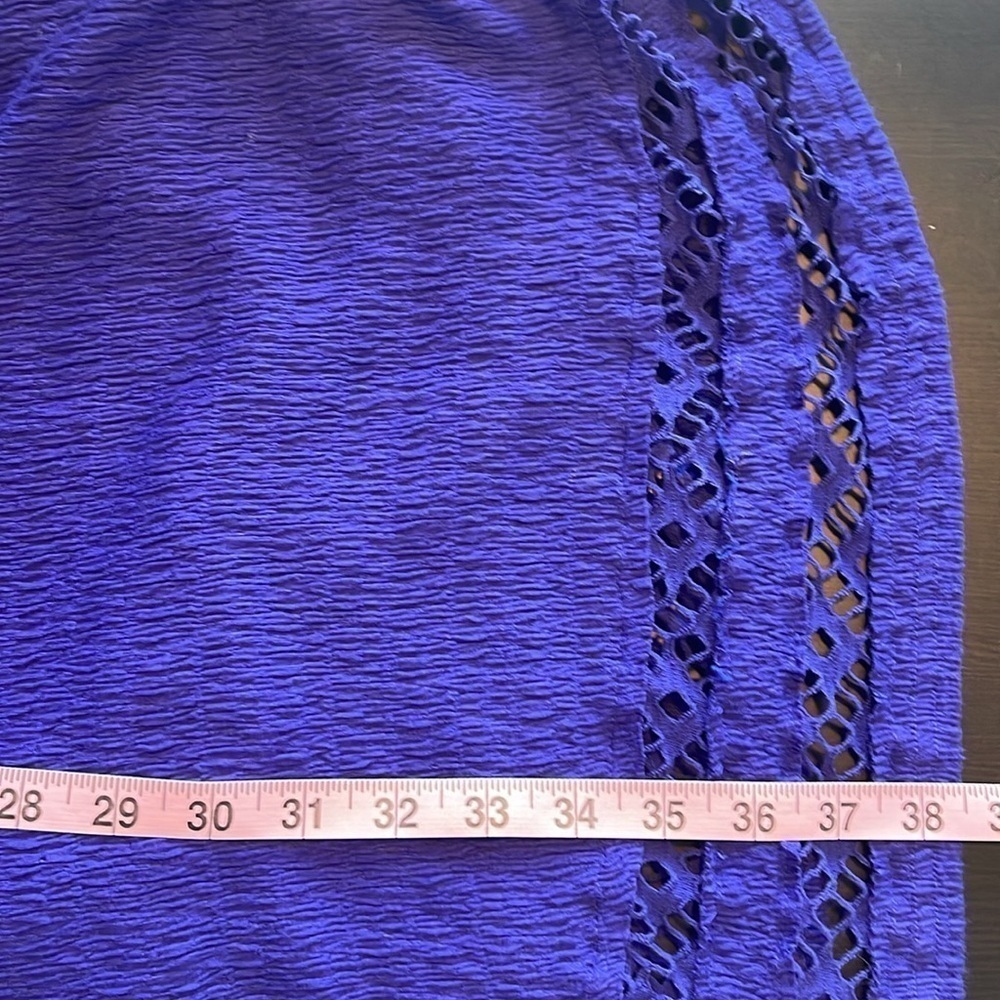 FREE PEOPLE To The Point Dress Size S Purple 3/4 Sleeve Crochet Panels Lined EUC - Picture 11 of 12
